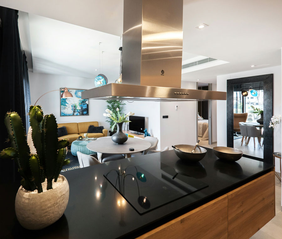 kitchen that is equipped with home automations